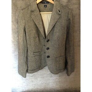 Gap Women’s Size 8 Brown Herringbone Jacket Lined Blazer Academia Preppy Wool Bl